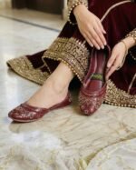 Maroon Stone Khussa Handmade Khussa for Women