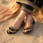 Black Handmade Copper Khussa for Women