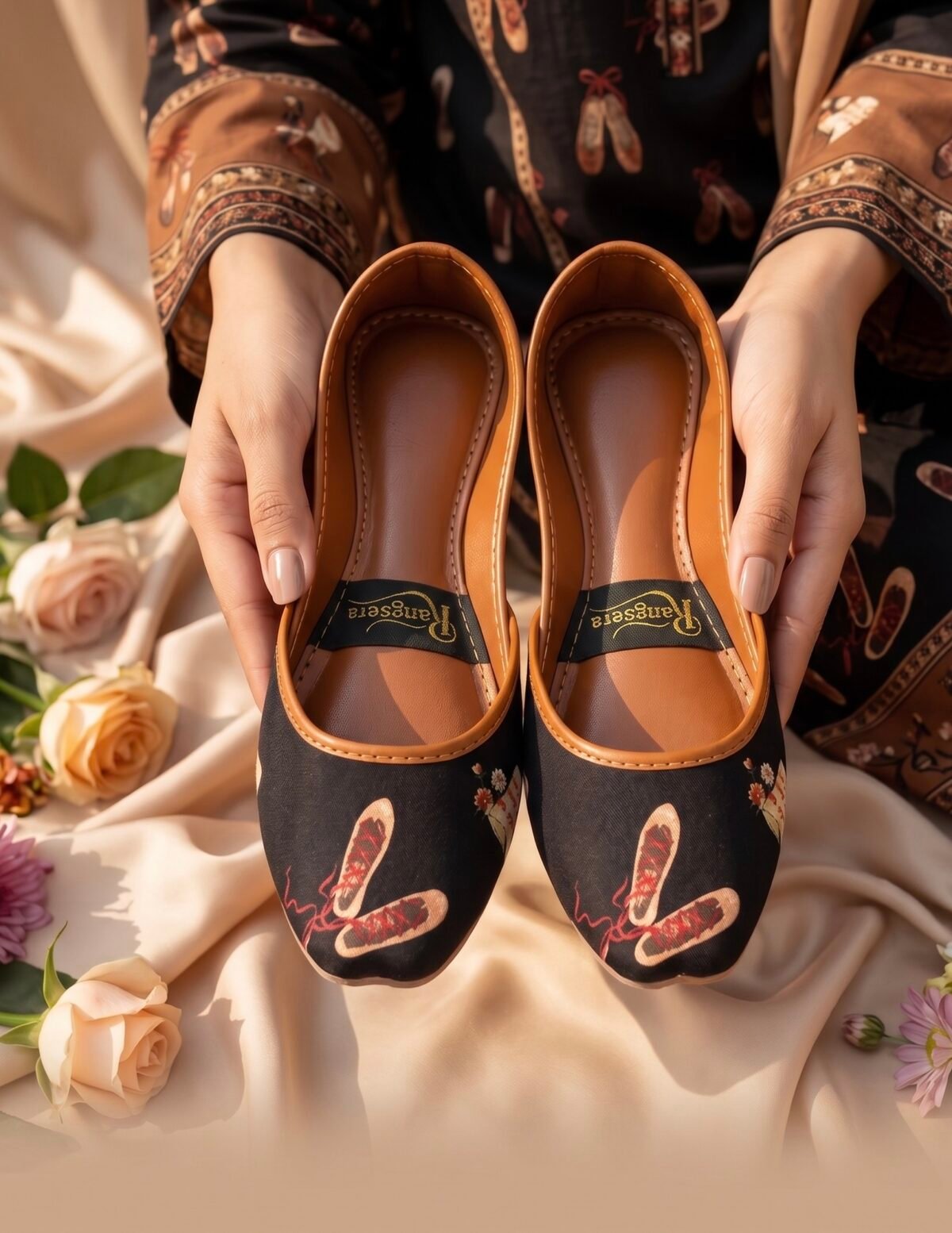 Midnight Bloom Handmade Khussa for Women - Image 2