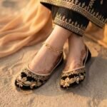 Noor-e-Zar Black Golden  Handmade Khussa for Women - Image 2