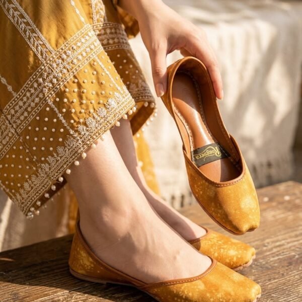Noor-e-Kainat Mustard Handmade Khussa for Women