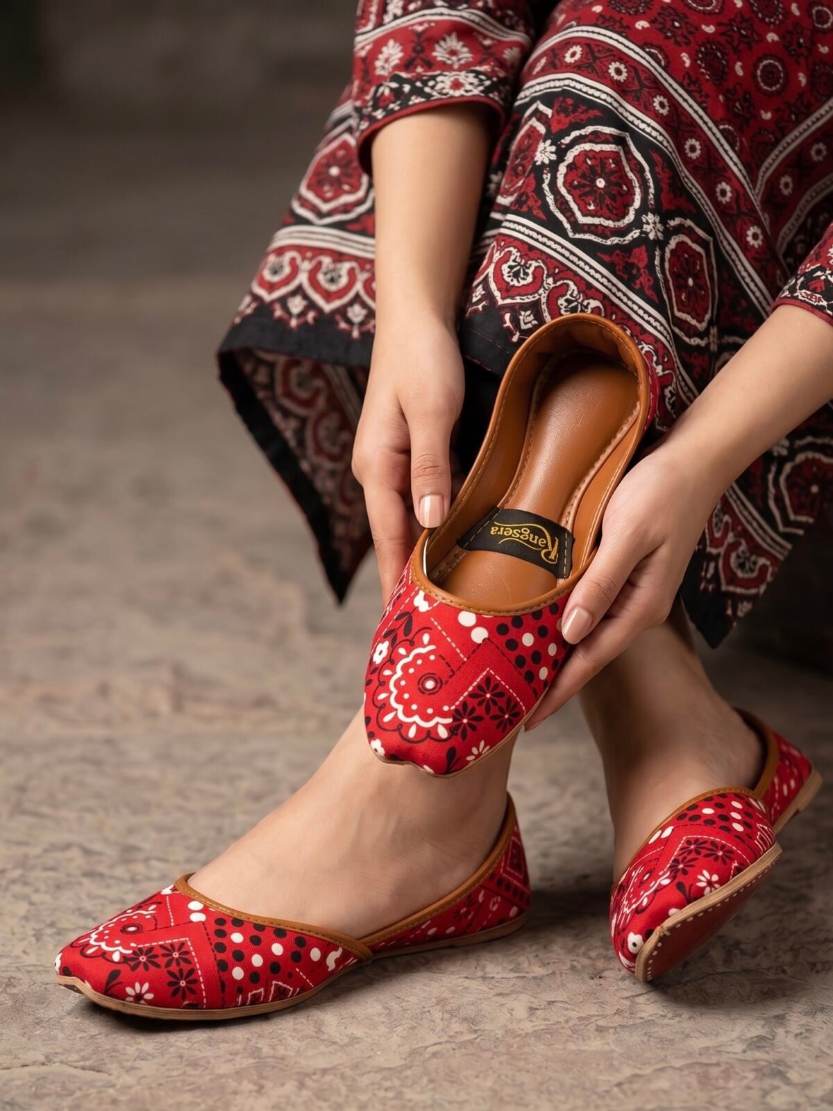 Ajrakh Glow (Crimson Red) - Image 1