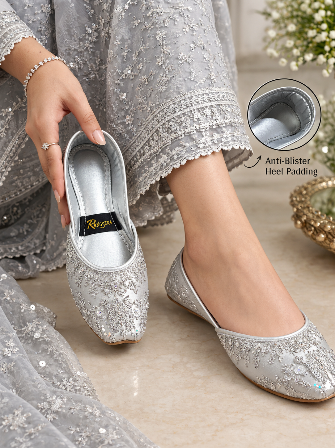 94b9ca35-2b11-4f47-8380-861ea0ba8faa Silver Sitari Handmade Khussa for Women - Image 1