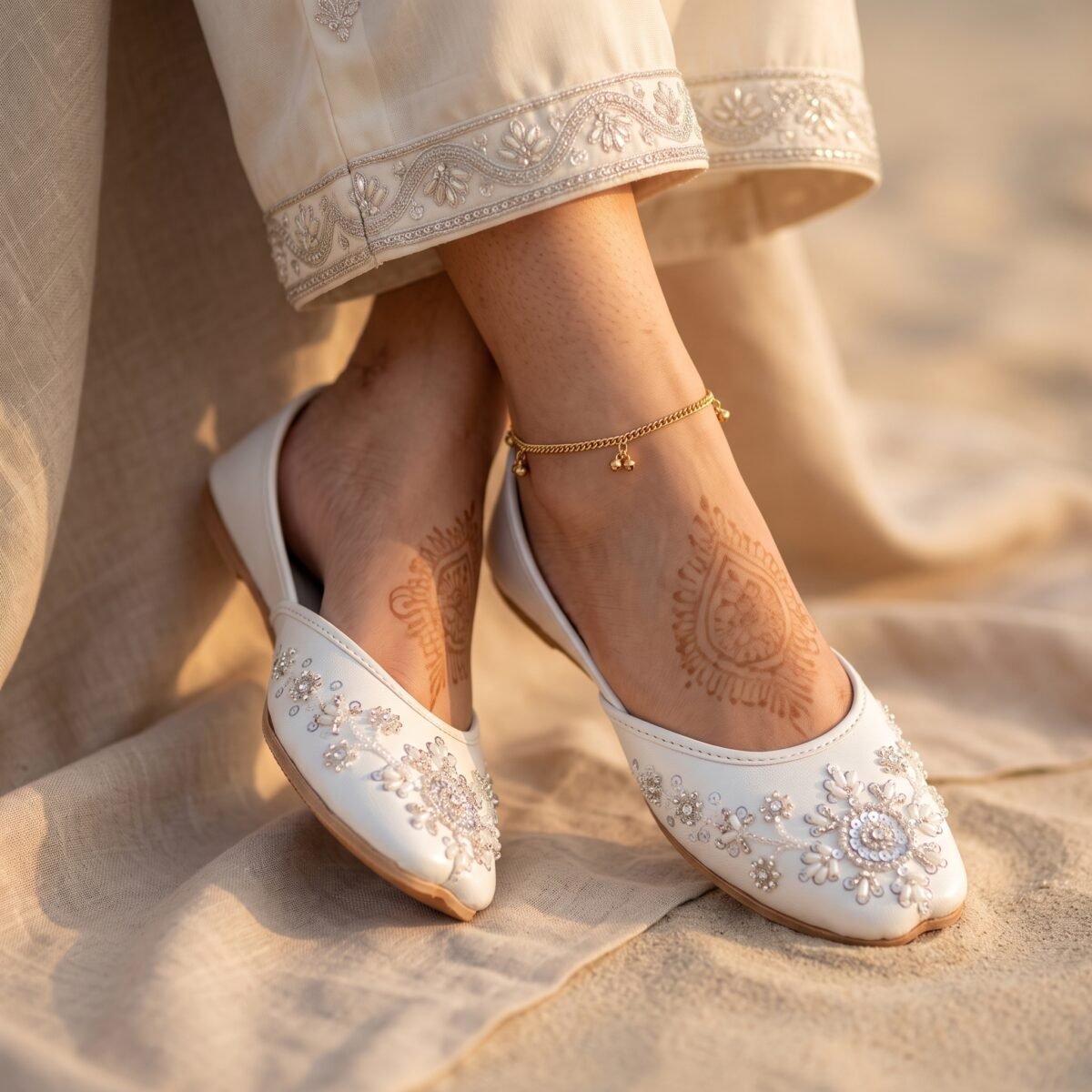 Gemini_Generated_Image_7m1i0j7m1i0j7m1i Noor White Handmade Khussa for Women - Image 1