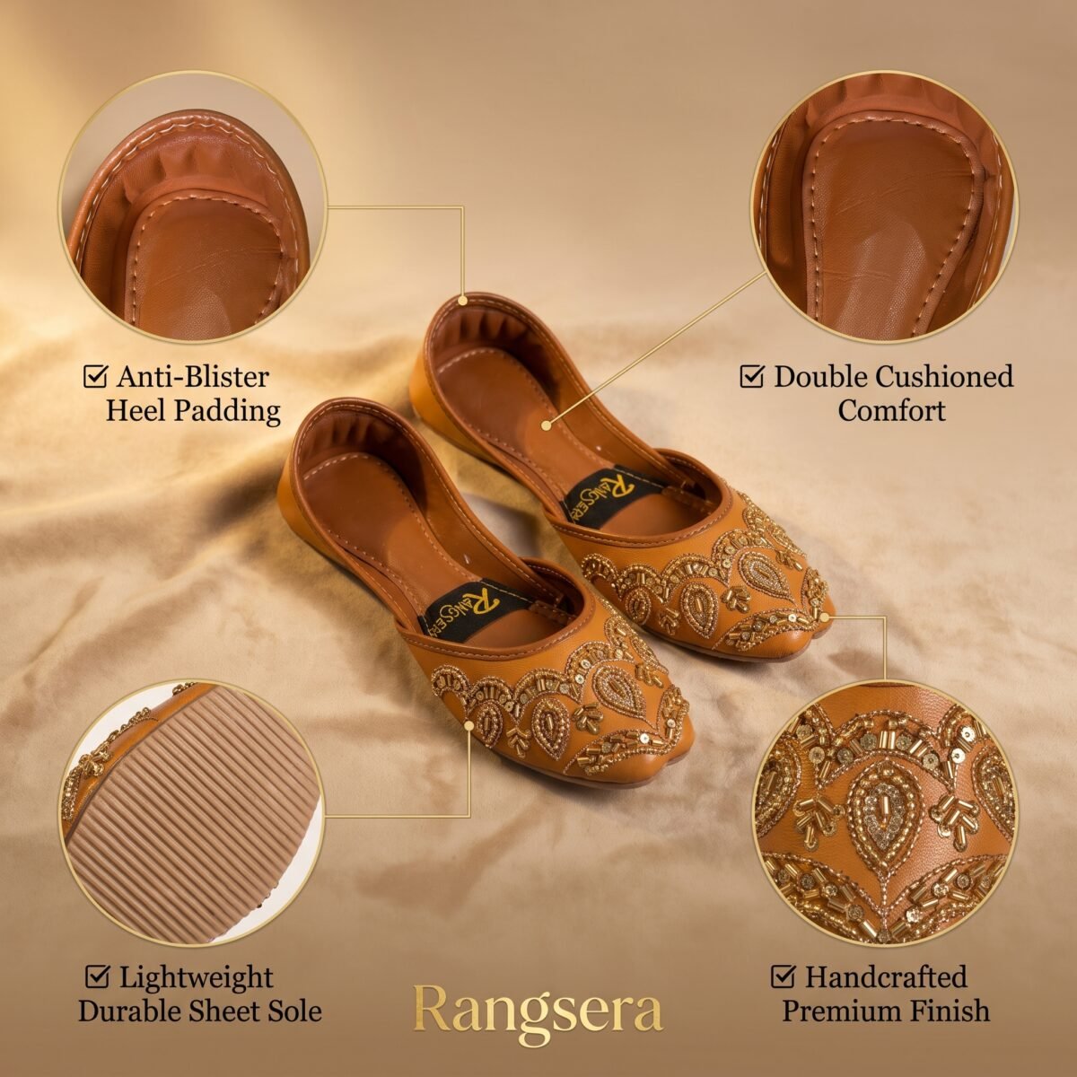 Mustard Gold Handmade Khussa for Women - Image 2