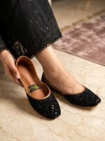 Black Velvet Handmade Khussa for Women - Image 3