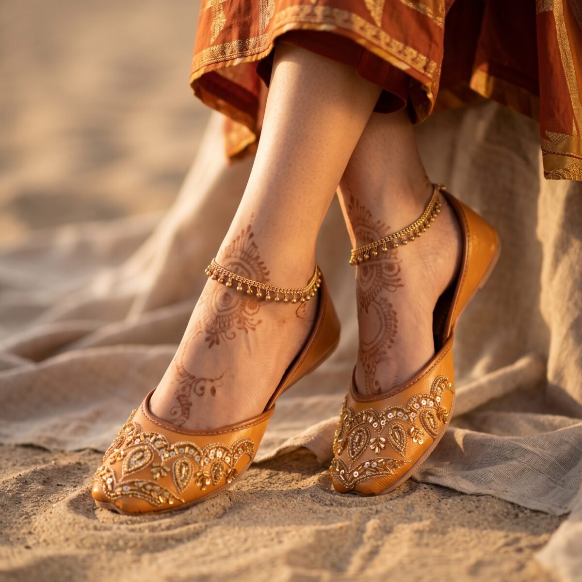 Mustard Gold Handmade Khussa for Women - Image 1