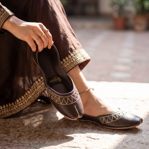 Handcrafted Dark Choco Brown Khussa for Women | Handmade Traditional Jutti