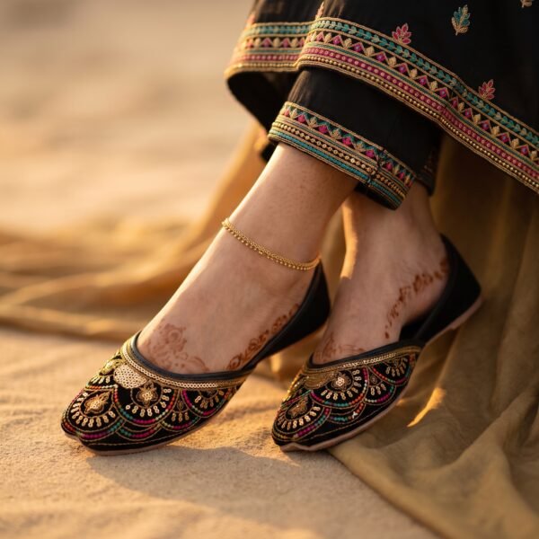 Black Velvet Multi  Handmade Khussa for Women