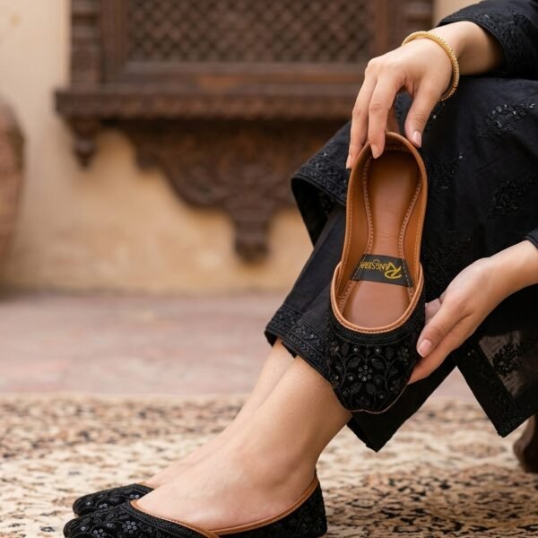Black Velvet Handmade Khussa for Women