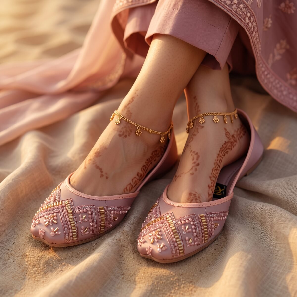 Blush Pink Handmade Khussa for Women - Image 1